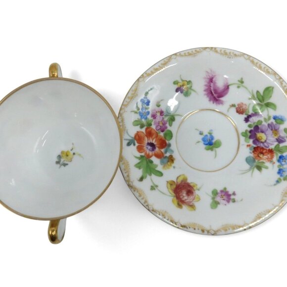 RK Richard Klemm DRESDEN Double Handled Soup Cup and Saucer Germany Vintage - Picture 7 of 10